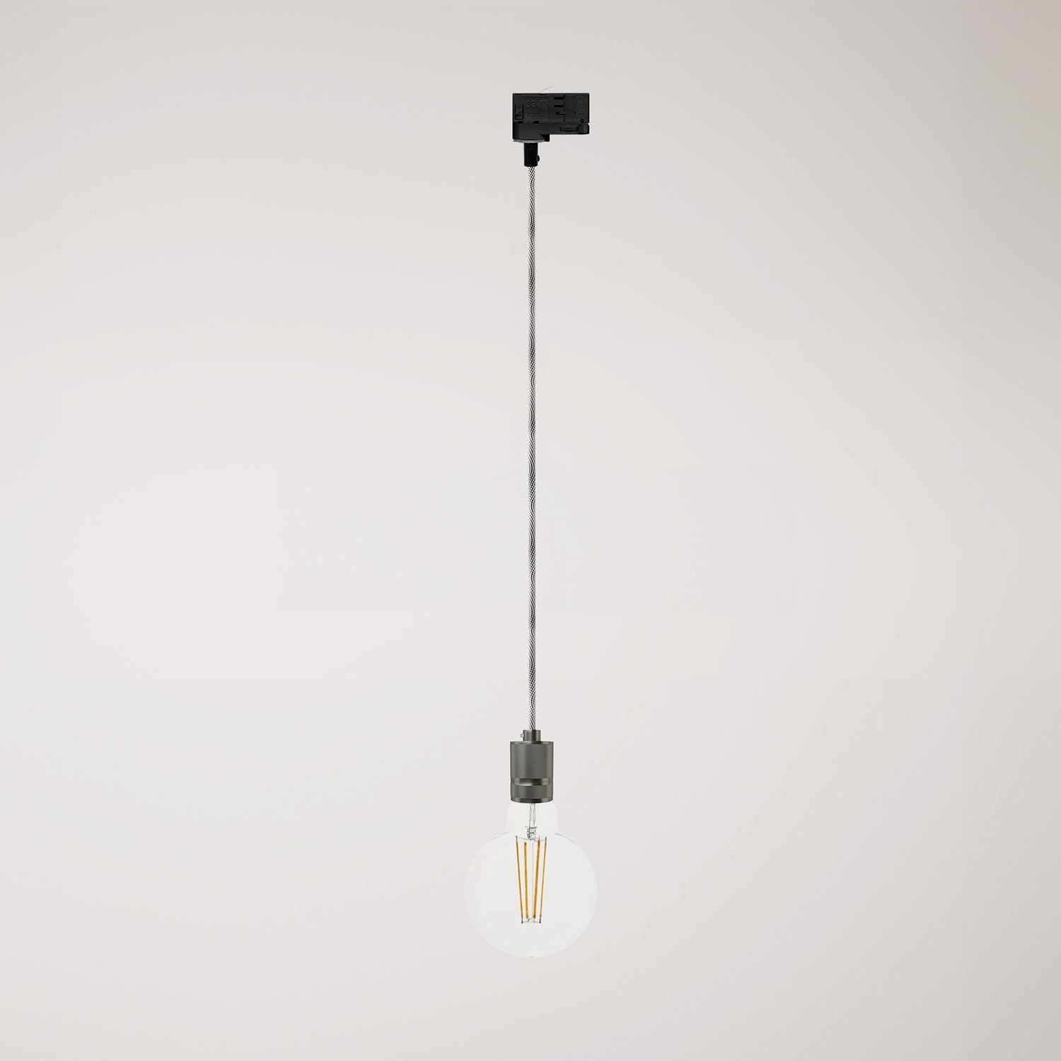 Hanglamp met gekartelde aluminium lamphouder voor rails