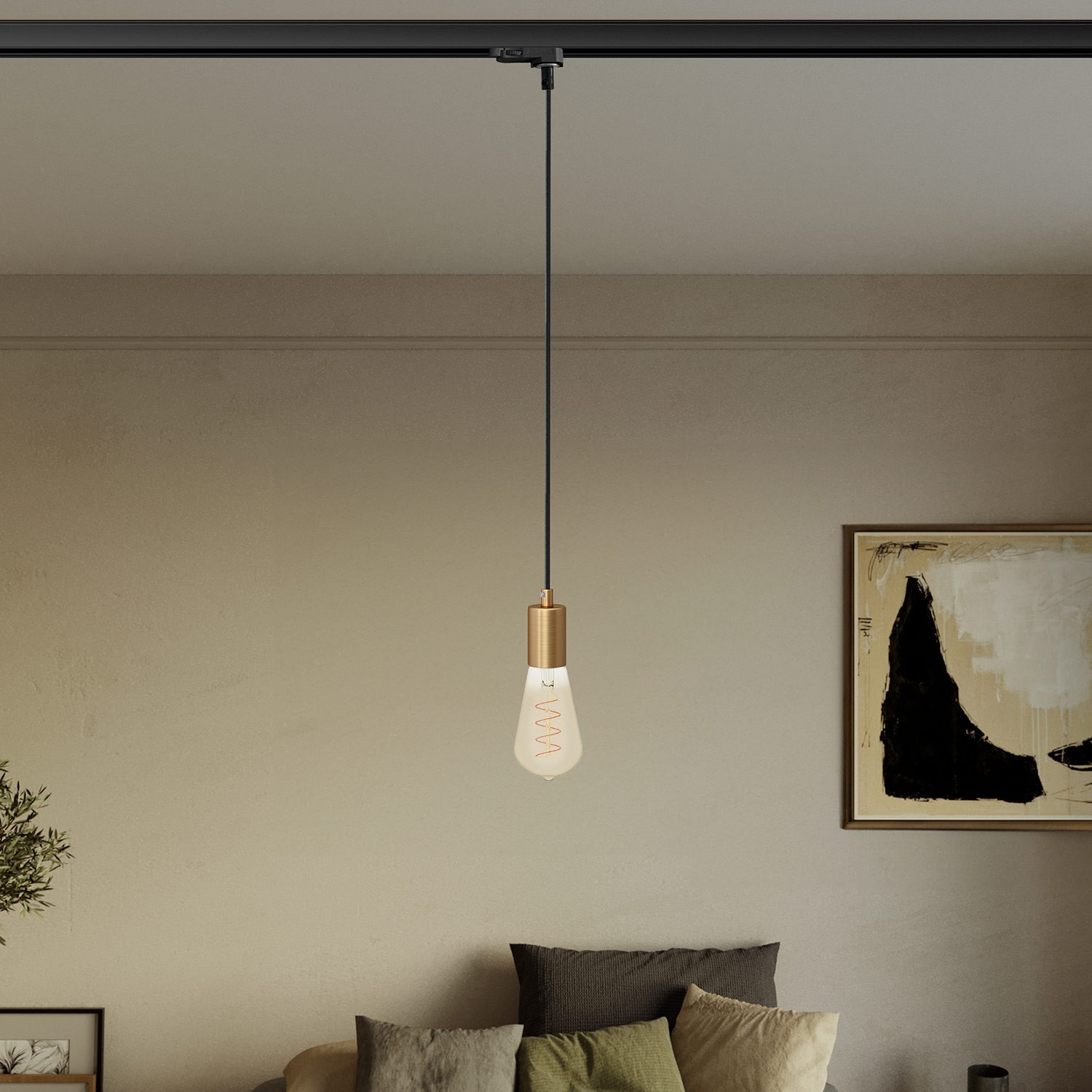 Hanglamp met satijnen metalen rand