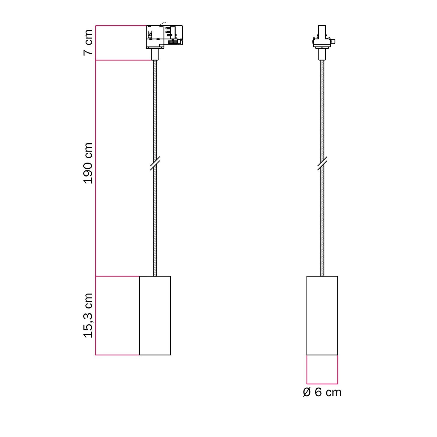 Hanglamp met Tub-E14 kap voor rails