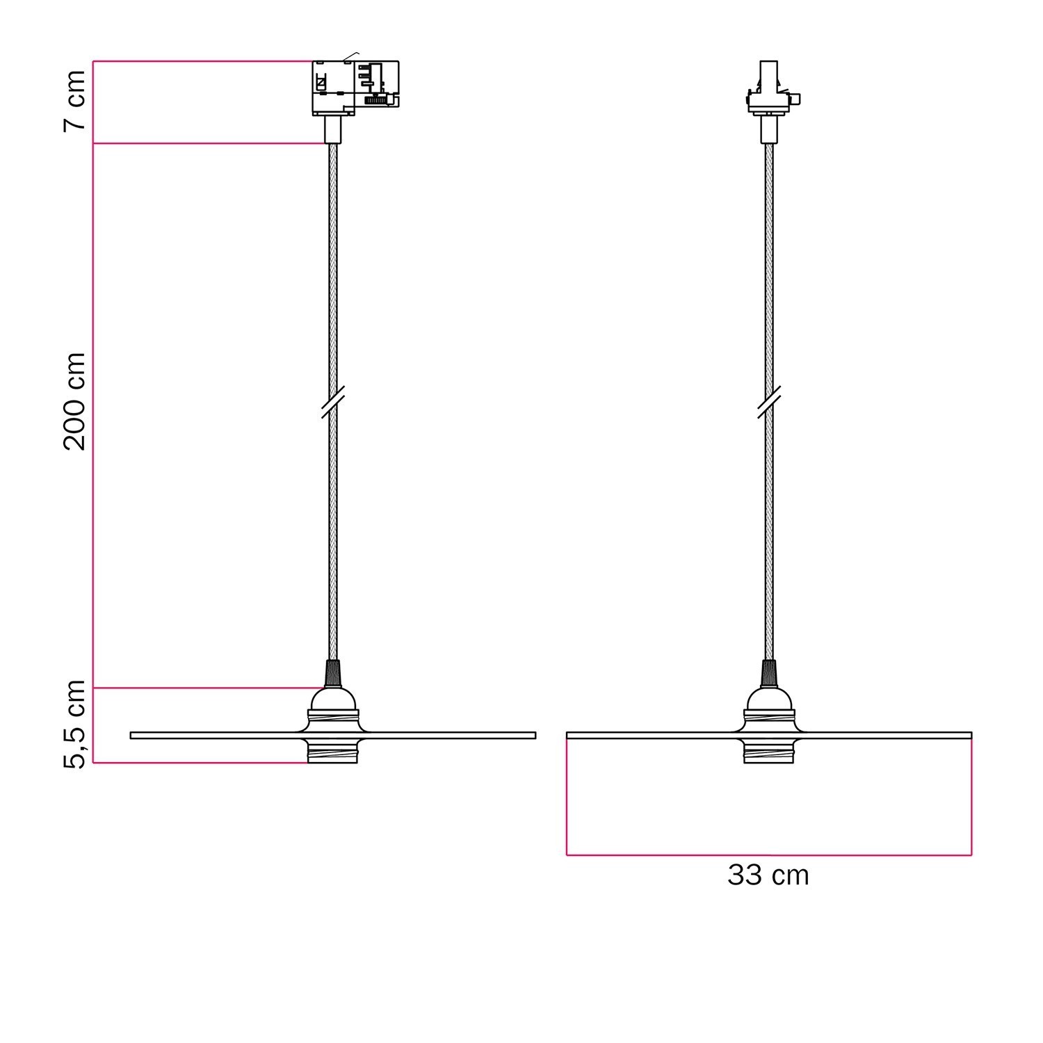 Suspension pour rails avec abat-jour en bois double face UFO