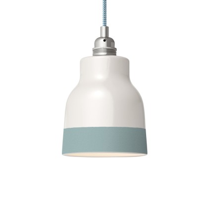 Tweekleurige keramische Vaso lampenkap, Materia collectie - Made in Italy - glanzend wit - lichtblauw