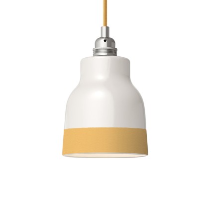 Abat-jour Vaso en céramique bicolore, collection Materia - Fabriqué en Italie - Blanc brillant - Jaune