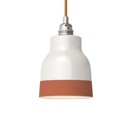 Tweekleurige keramische Vaso lampenkap, Materia collectie - Made in Italy - glanzend wit - terracotta