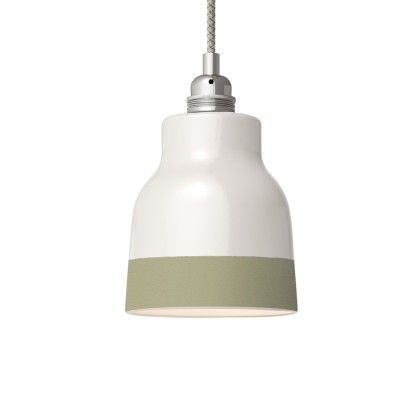 Tweekleurige keramische Vaso lampenkap, Materia collectie - Made in Italy - glanzend wit - lichtgroen