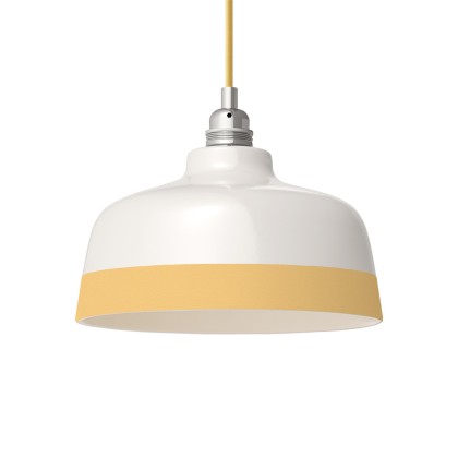 Abat-jour Coppa en céramique bicolore, collection Materia - Fabriqué en Italie - Blanc brillant - Jaune