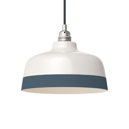 Abat-jour Coppa en céramique bicolore, collection Materia - Fabriqué en Italie - Blanc brillant - Pétrole