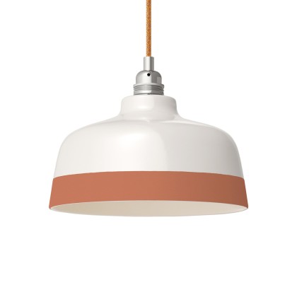 Abat-jour Coppa en céramique bicolore, collection Materia - Fabriqué en Italie - Blanc brillant - Terracotta