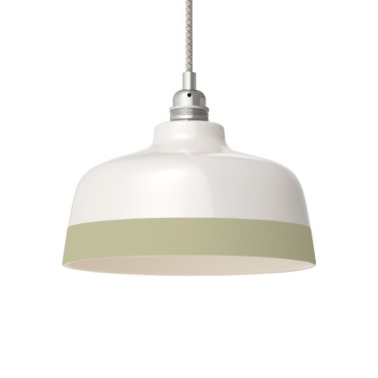 Abat-jour Coppa en céramique bicolore, collection Materia - Fabriqué en Italie - Blanc brillant - Vert sauge