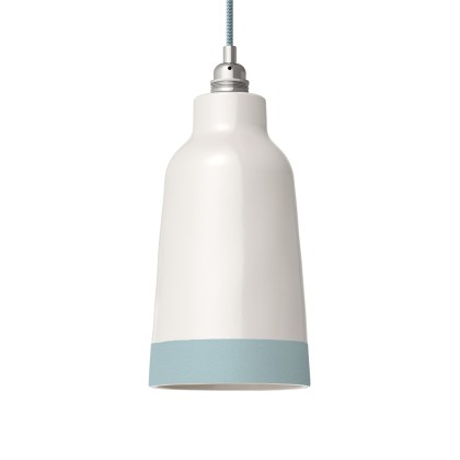 Abat-jour Bottiglia en céramique bicolore, collection Materia - Fabriqué en Italie - Blanc brillant - Azur