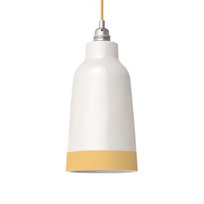 Abat-jour Bottiglia en céramique bicolore, collection Materia - Fabriqué en Italie - Blanc brillant - Jaune