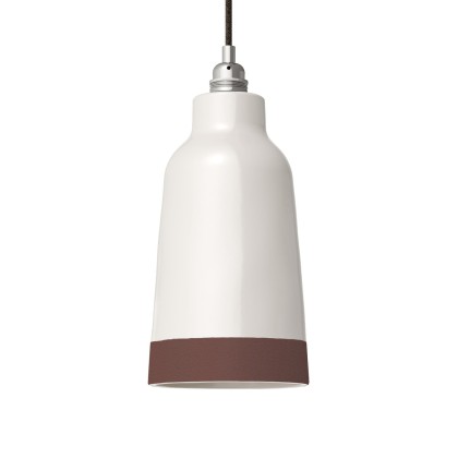 Abat-jour Bottiglia en céramique bicolore, collection Materia - Fabriqué en Italie - Blanc brillant - Marron