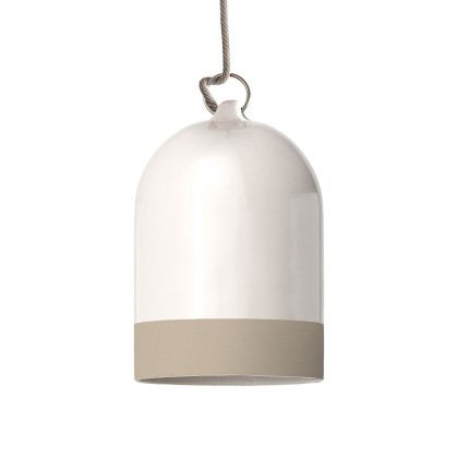 Campana Mini XS tweekleurige lampenkap van keramiek, Materia collectie - Made in Italy - glanzend wit - duif-grijs