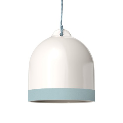 Campana M tweekleurige lampenkap van keramiek, Materia collectie - Made in Italy - glanzend wit - lichtblauw