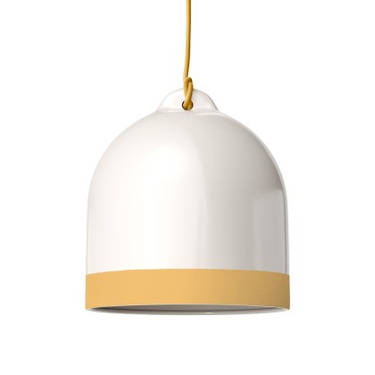 Campana M tweekleurige lampenkap van keramiek, Materia collectie - Made in Italy - glanzend wit - geel