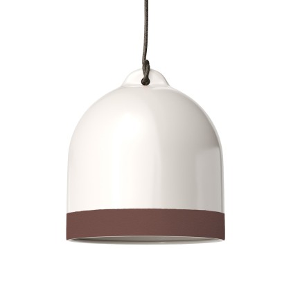Campana M tweekleurige lampenkap van keramiek, Materia collectie - Made in Italy - glanzend wit - bruin