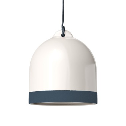 Campana M tweekleurige lampenkap van keramiek, Materia collectie - Made in Italy - glanzend wit - petrol