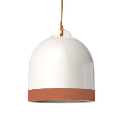 Abat-jour Campana M en céramique bicolore, collection Materia - Fabriqué en Italie - Blanc brillant - Terracotta