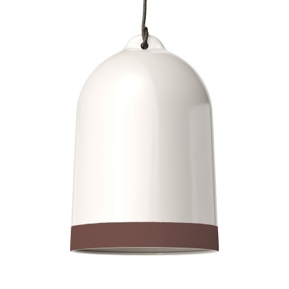 Abat-jour Campana XL en céramique bicolore, collection Materia - Fabriqué en Italie - Blanc brillant - Marron