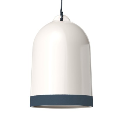 Abat-jour Campana XL en céramique bicolore, collection Materia - Fabriqué en Italie - Blanc brillant - Pétrole