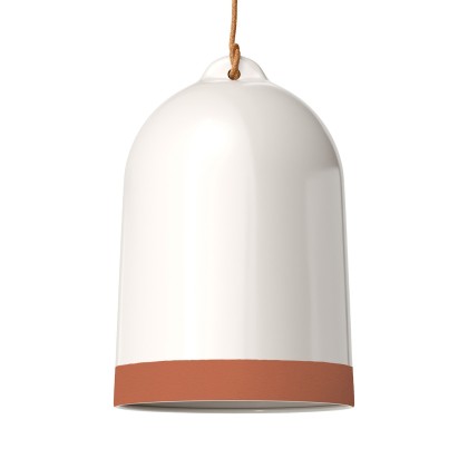 Abat-jour Campana XL en céramique bicolore, collection Materia - Fabriqué en Italie - Blanc brillant - Terracotta