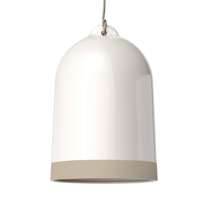 Abat-jour Campana XL en céramique bicolore, collection Materia - Fabriqué en Italie - Blanc brillant - Taupe