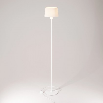 Lampadaire MAG-Y avec socle rond en métal et abat-jour Athena - Blanc mat