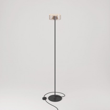 MAG-Y vloerlamp met ronde, metalen voet en Ghost smoky lichtbron - zwart