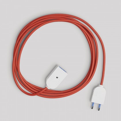 Rallonge électrique avec câble textile rouge brillant 2P 10A Fabriqué en Italie - Blanc