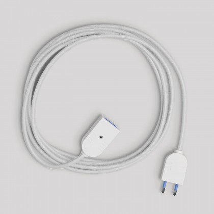Rallonge électrique avec câble textile blanc brillant 2P 10A Fabriqué en Italie - Blanc