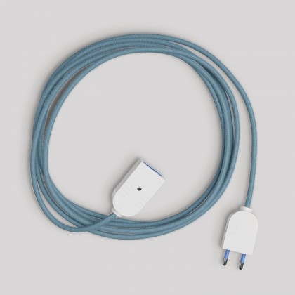 Rallonge électrique avec câble textile bleu océan 2P 10A Fabriqué en Italie - Blanc