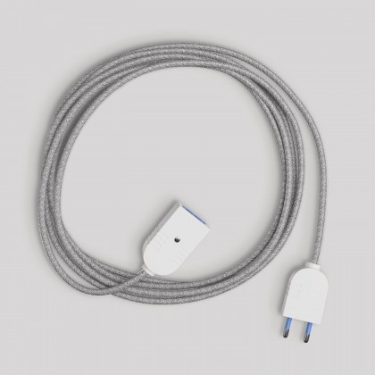 Rallonge électrique avec câble en lin gris 2P 10A Fabriqué en Italie - Blanc