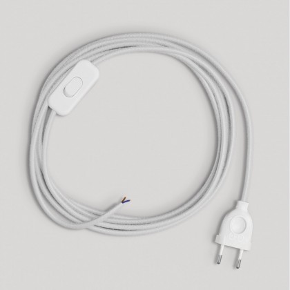 Câblage pour lampe avec cordon en coton blanc 1.80 m - Blanc