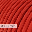 Multiprise française avec câble textile rouge brillant et fiche Schuko avec anneau