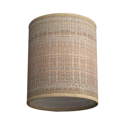 Abat-jour cylindrique en tissu avec culot E27, diamètre 15cm H18cm - 100% Made in Italy - natuur raffia