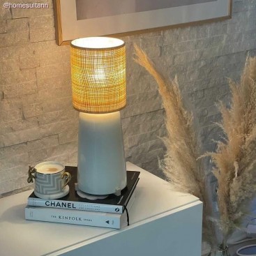 Abat-jour cylindrique en tissu avec culot E27, diamètre 15cm H18cm - 100% Made in Italy