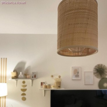 Abat-jour cylindrique en tissu avec culot E27, diamètre 15cm H18cm - 100% Made in Italy