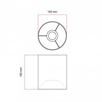 Abat-jour cylindrique en tissu avec culot E27, diamètre 15cm H18cm - 100% Made in Italy