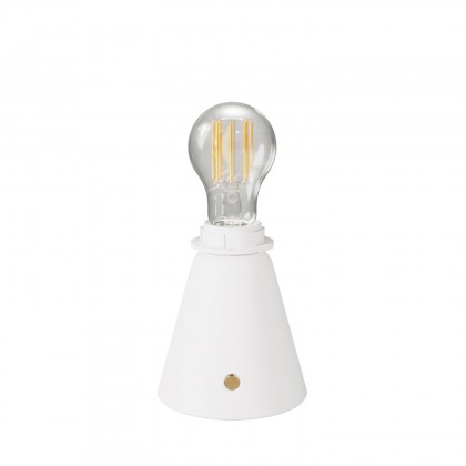 Draagbare en oplaadbare Cables11 lamp met druppel lampbol geschikt voor lampenkap - wit
