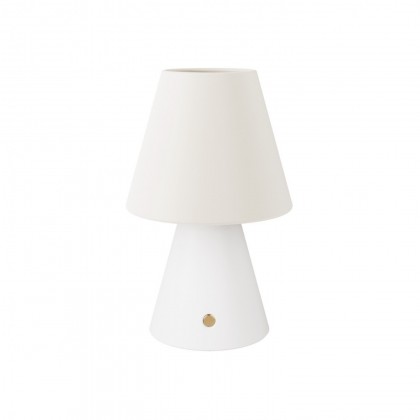 Draagbare en oplaadbare Cabless11 lamp met druppel lichtbol en lampenkap - wit
