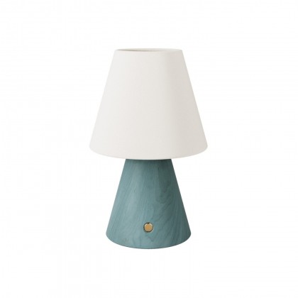 Draagbare en oplaadbare Cabless11 lamp met druppel lichtbol en lampenkap - blauwgroen