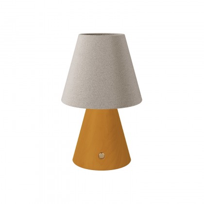 Draagbare en oplaadbare Cabless11 lamp met druppel lichtbol en lampenkap - saffraan