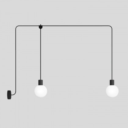 Lampe d'extérieur suspendue EIVA IP65 à 2 chutes avec abat-jour incassable Unbreak-a-Ball - Noir
