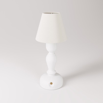 Cabless14 draagbare oplaadbare lamp met druppelvormige lichtbron en kap - wit