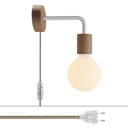 Spostaluce houten lamp met gebogen arm - neutraal - mat wit