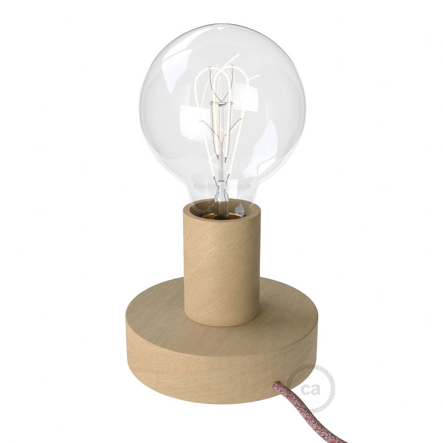 Posaluce - Lampe de table en bois Small avec fiche bipolaire