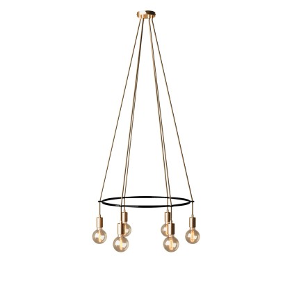 6 Pendels Cage Globe Lamp - geborsteld brons