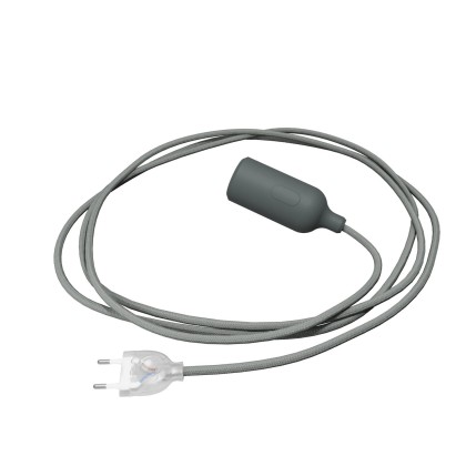 Siliconen draadlamp met schakelaar en stekker - grijs