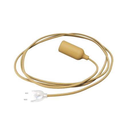 Siliconen draadlamp met schakelaar en stekker - mosterdgeel
