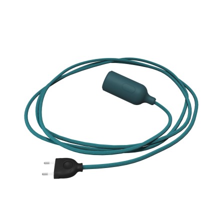 Siliconen draadlamp met schakelaar en stekker - petrol