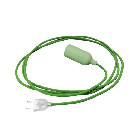 Siliconen draadlamp met schakelaar en stekker - zachtgroen